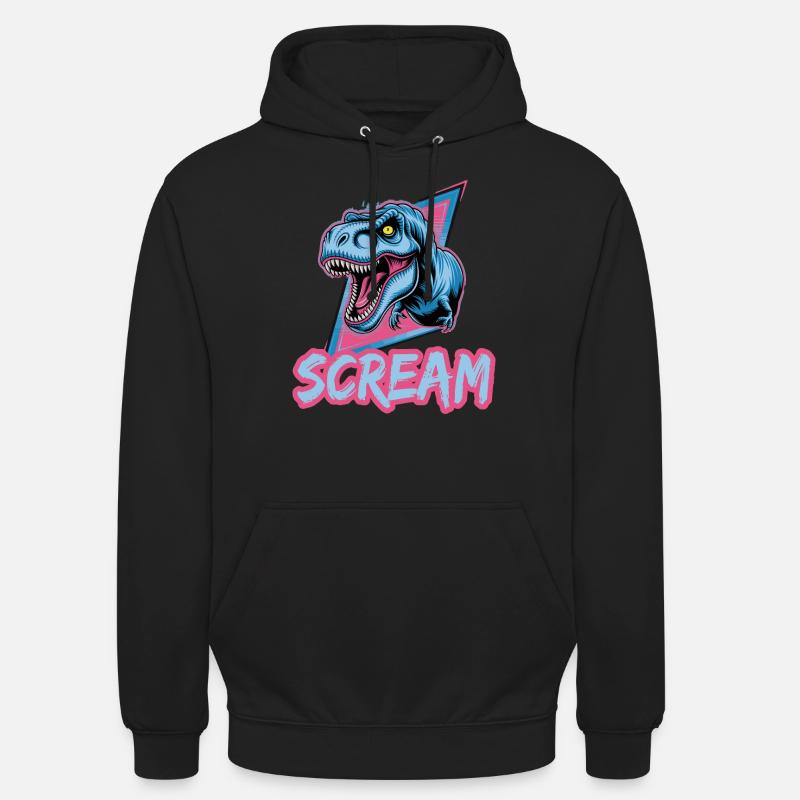 T-Rex Scream Retro Dinosaur Kunst - Unisex Hoodie - Schwarz