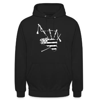 breizh bretagne cornemuse - Sweat-shirt à capuche unisexe - noir - Devant - Alina (178cm) & Michal (187cm)