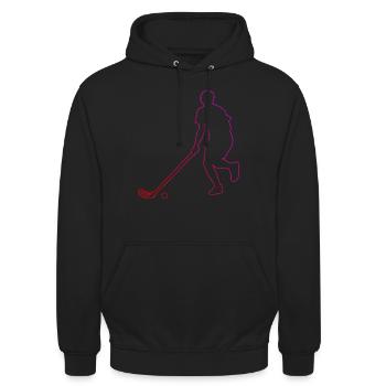 Herren Unihockeyspielen Innebandy Damen Hockey - Unisex Hoodie - Schwarz - Vorne - Alina (178cm) & Michal (187cm)