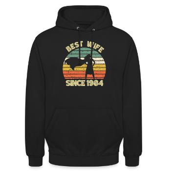 Meilleure épouse depuis 1984 - 1984 Cadeau d’anniversaire - Sweat-shirt à capuche unisexe - noir - Devant - Alina (178cm) & Michal (187cm)