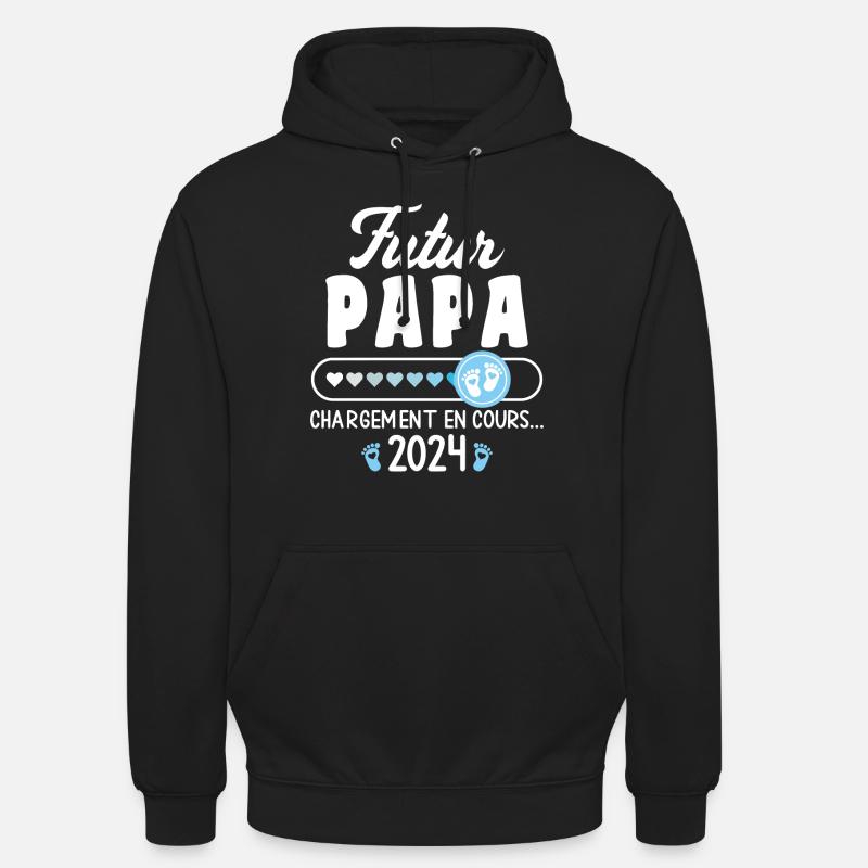 Isä on 2024 Isä käynnissä Raskausilmoitus - Unisex-huppari - musta