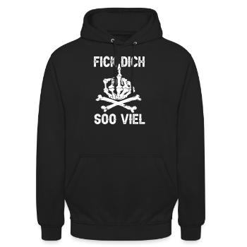 Fick Dich So Viel - Fick Dich - Unisex Hoodie - Schwarz - Vorne - Alina (178cm) & Michal (187cm)