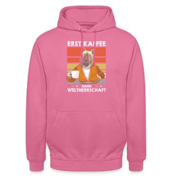 Brussels Griffon Kaffee - Unisex Hoodie - Pink - Vorne - Alina (178cm) & Michal (187cm)