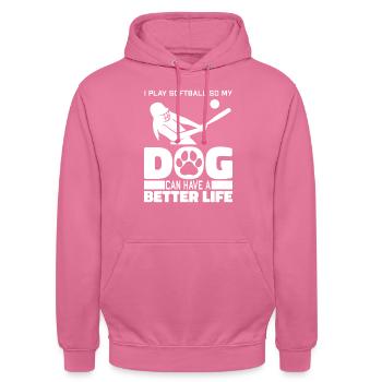 Softball Hund - Unisex Hoodie - Pink - Vorne - Alina (178cm) & Michal (187cm)