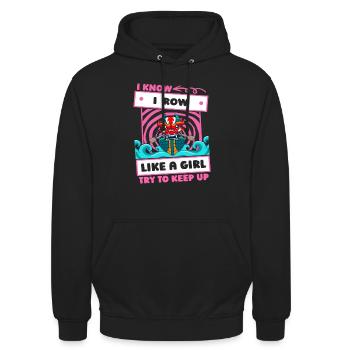 Rudern Ruderer Mädchen - Unisex Hoodie - Schwarz - Vorne - Alina (178cm) & Michal (187cm)