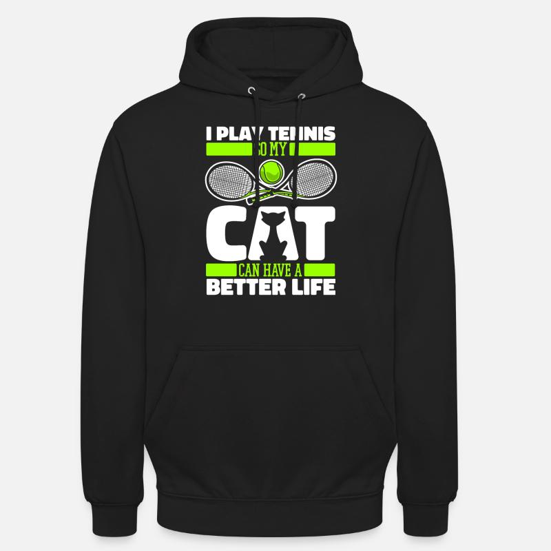 Chat de tennis - Sweat-shirt à capuche unisexe - noir