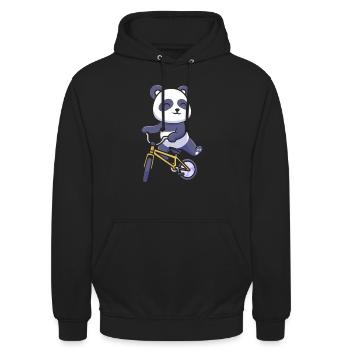 Großer Panda Pandabär Fahrrad - Unisex Hoodie - Schwarz - Vorne - Alina (178cm) & Michal (187cm)