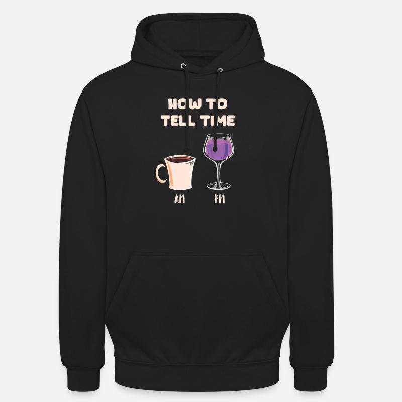 Café Café Café Vin - Sweat-shirt à capuche unisexe - noir