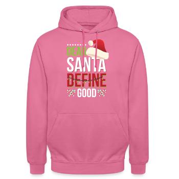 Cher Père Noël Définir un bon dicton de Noël - Sweat-shirt à capuche unisexe - rose - Devant - Alina (178cm) & Michal (187cm)