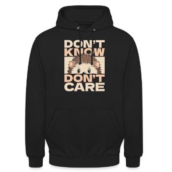 Hérisson Drôle Ne Sais Pas Ne Pas Se Soucier - Sweat-shirt à capuche unisexe - noir - Devant - Alina (178cm) & Michal (187cm)