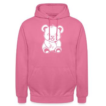 Großer Panda Pandabär Lächelnd - Unisex Hoodie - Pink - Vorne - Alina (178cm) & Michal (187cm)