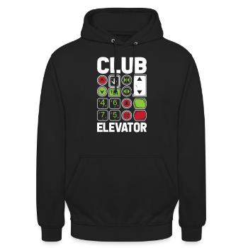 Fahrstuhl Aufzug Tasten - Unisex Hoodie - Schwarz - Vorne - Alina (178cm) & Michal (187cm)