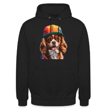 Cavalier King Charles Spaniel Snapback Cap Dog - Unisex Hoodie - black - Front - Alina (178cm) & Michal (187cm)