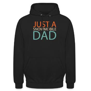 Schneemobil Motorschlitten Just A Snowmobile Dad - Unisex Hoodie - Schwarz - Vorne - Alina (178cm) & Michal (187cm)