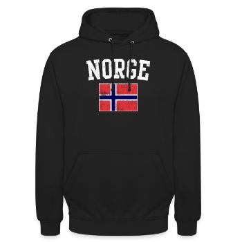 Norwegisches Flaggenemblem - Unisex Hoodie - Schwarz - Vorne - Alina (178cm) & Michal (187cm)