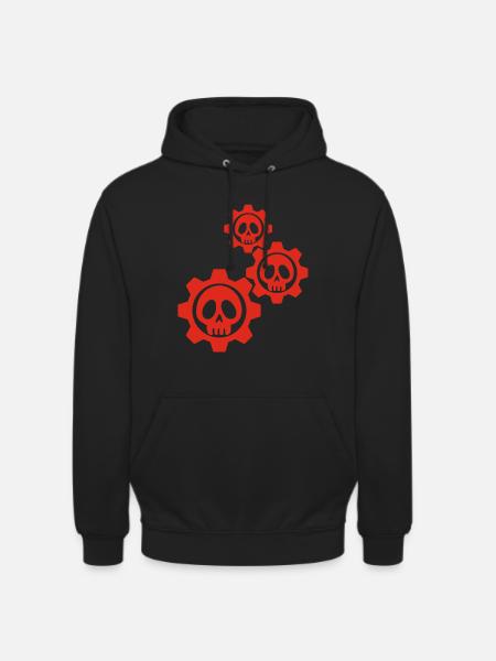 Skulls and red gears - Unisex Hoodie - black