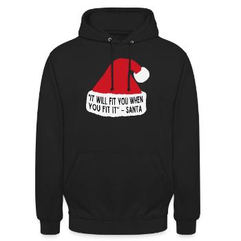 Weihnachtspullover - Weisheit - Weihnachtsmann - Unisex Hoodie - Schwarz - Vorne - Alina (178cm) & Michal (187cm)