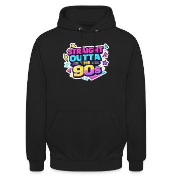 Straight Outta the 90s - Unisex Hoodie - black - Front - Alina (178cm) & Michal (187cm)