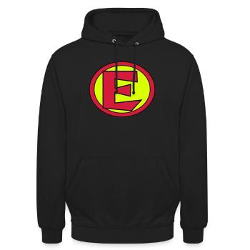 Super, Superheld, Superheldin, Hero, E - Unisex Hoodie - Schwarz - Vorne - Alina (178cm) & Michal (187cm)