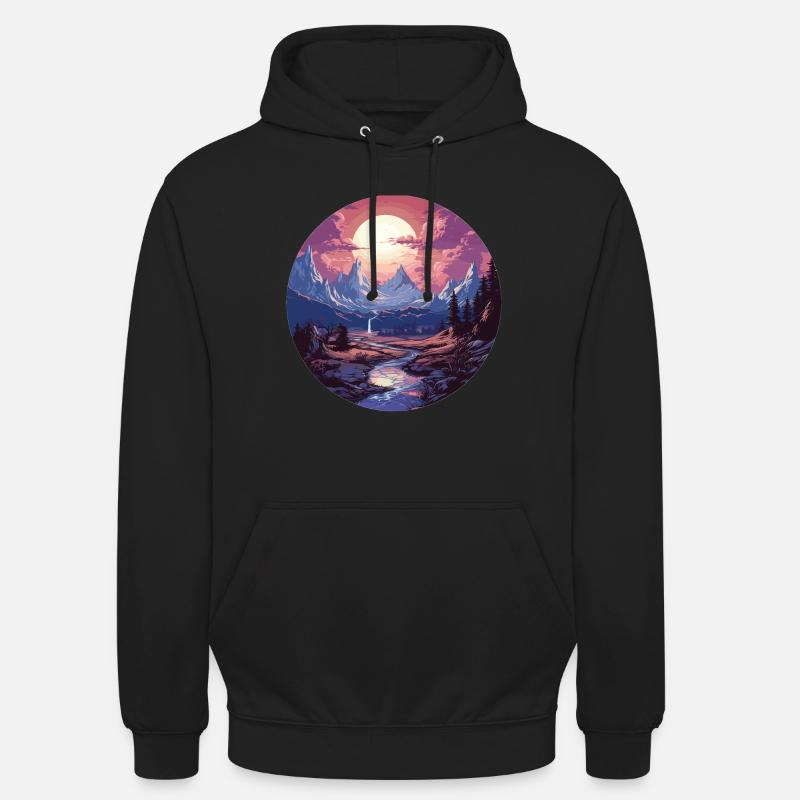 Landschaft - Illustration - Unisex Hoodie - Schwarz