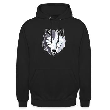 Wolf - Illustration - Unisex Hoodie - Schwarz - Vorne - Alina (178cm) & Michal (187cm)