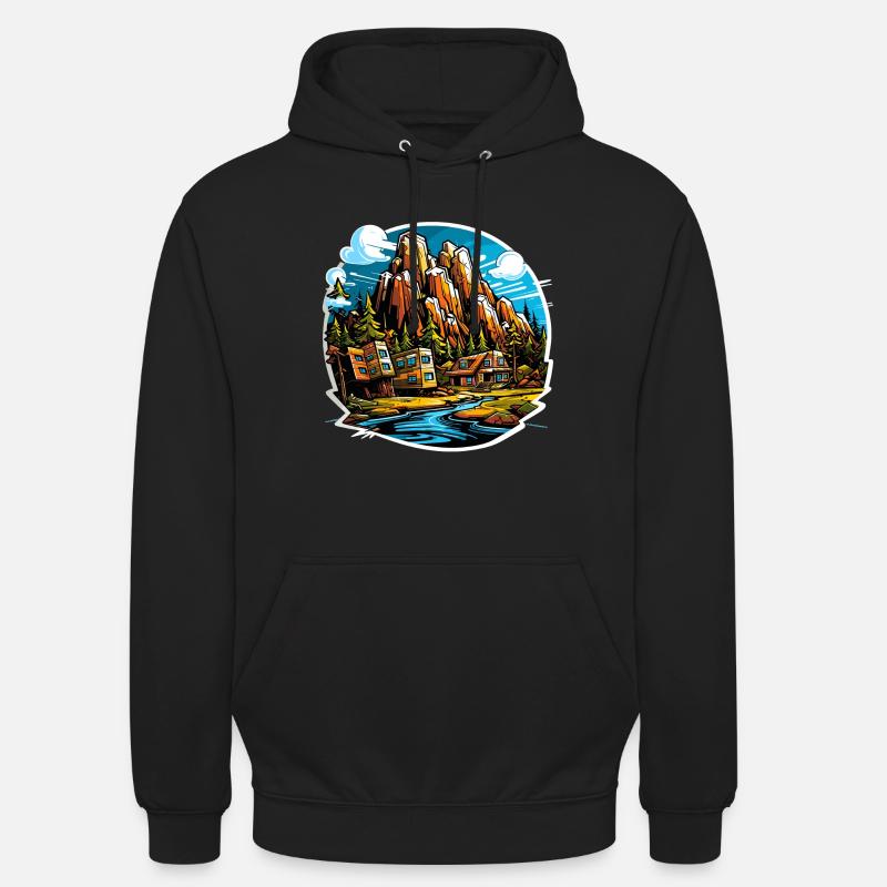 Paysage - Illustration - Sweat-shirt à capuche unisexe - noir