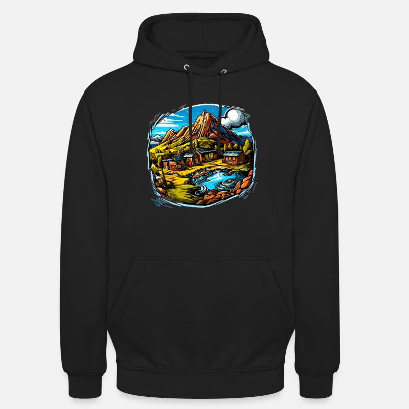 Paysage - Illustration - Sweat-shirt à capuche unisexe - noir