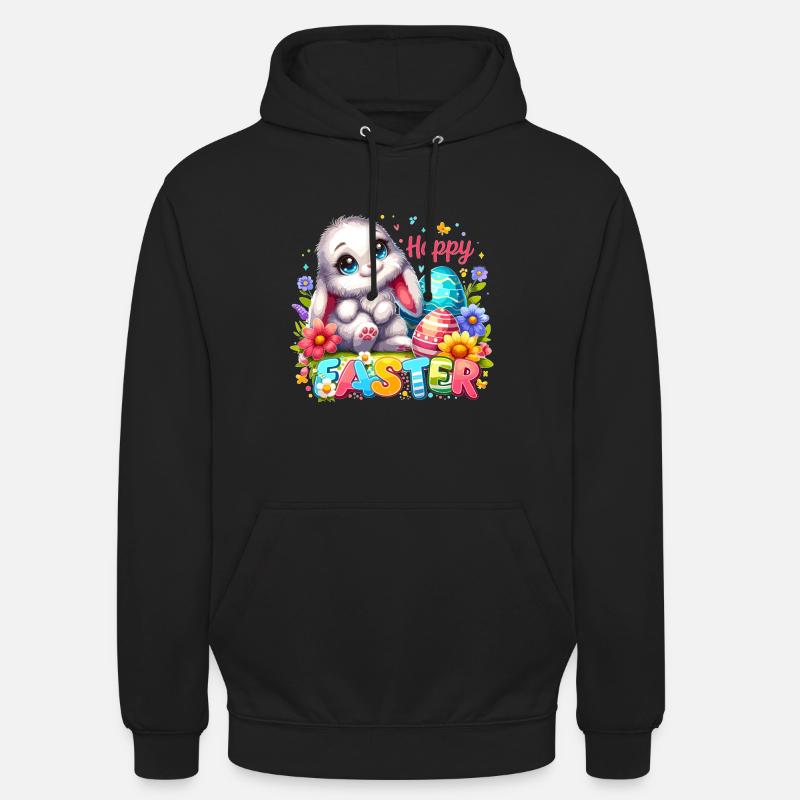Happy Easter - Easter Bunny Illustration - Unisex Hoodie - black