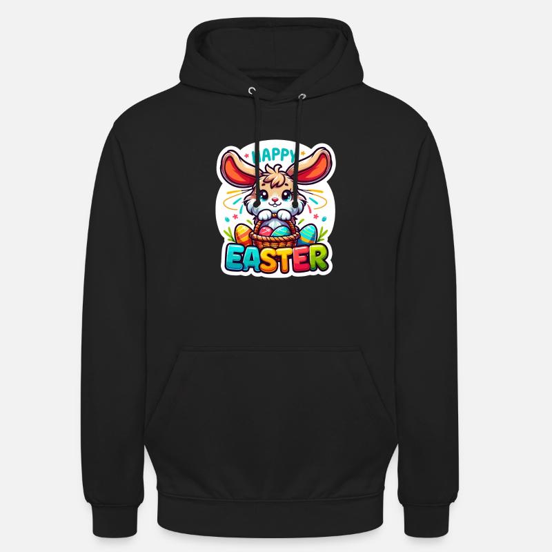 Happy Easter - Easter Bunny Illustration - Unisex Hoodie - black