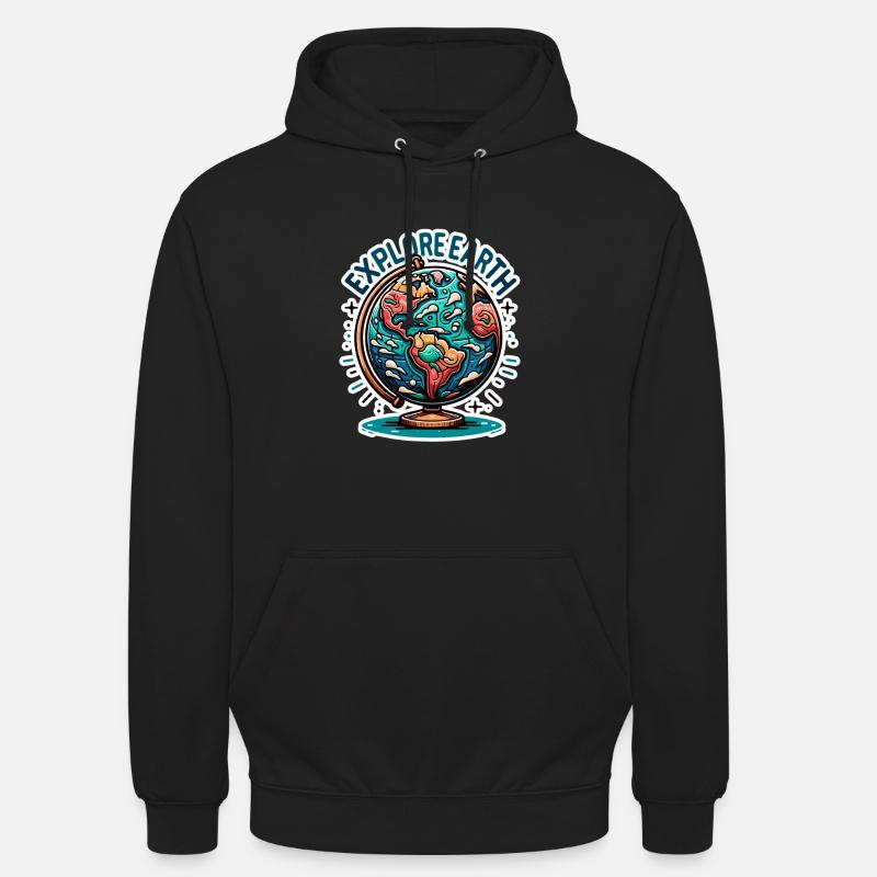 Explore Earth - Erde Illustration - Unisex Hoodie - black
