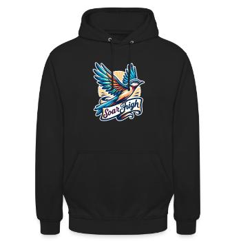 Soar High - Bird Illustration - Unisex Hoodie - black - Front - Alina (178cm) & Michal (187cm)