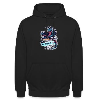 Soar High - Bird Illustration - Unisex Hoodie - black - Front - Alina (178cm) & Michal (187cm)
