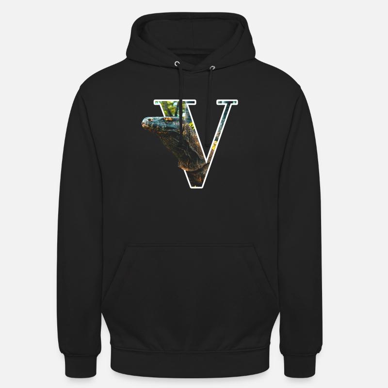 V Varan alphabet animaux - Sweat-shirt à capuche unisexe - noir