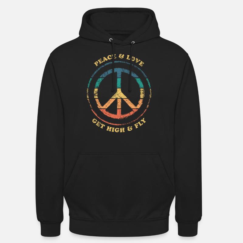 Signe de paix Peace & Love - Sweat-shirt à capuche unisexe - noir