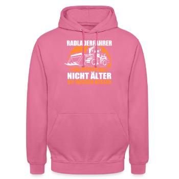 Radlader Radladerfahrer werden besser - Unisex Hoodie - Pink - Vorne - Alina (178cm) & Michal (187cm)