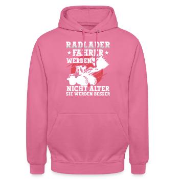 Radlader Radladerfahrer werden besser - Unisex Hoodie - Pink - Vorne - Alina (178cm) & Michal (187cm)