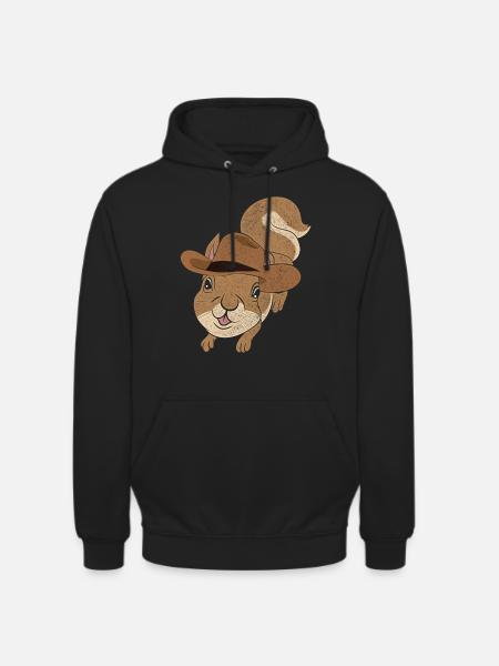 Cowboy Animal Motif Gift Squirrel - Unisex Hoodie - black