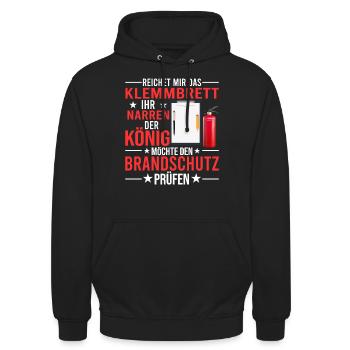 Reichet das Klemmbrett Brandschutzbeauftragter - Unisex Hoodie - Schwarz - Vorne - Alina (178cm) & Michal (187cm)