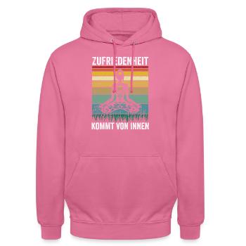 Zufriedenheit kommt von innen - Unisex Hoodie - Pink - Vorne - Alina (178cm) & Michal (187cm)