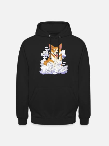 Hund elsker hund kæledyr gave Cloud Corgi - Hættetrøje unisex - sort