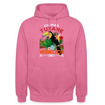 Tier Tropischer Vogel Geschenk Lustiges Tukan - Unisex Hoodie - Pink - Vorne - Alina (178cm) & Michal (187cm)
