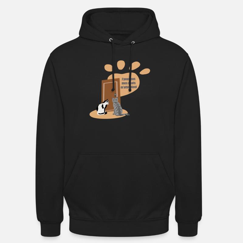 J’peux pas, mes chats m’attendent - Sweat-shirt à capuche unisexe - noir