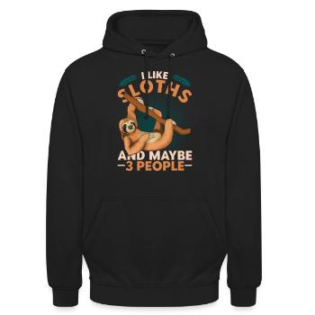Tierliebhaber Exotisches Tier Lustiges Faultier - Unisex Hoodie - Schwarz - Vorne - Alina (178cm) & Michal (187cm)