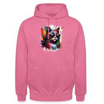 La vie est meilleure avec les chats - Sweat-shirt à capuche unisexe - rose - Devant - Alina (178cm) & Michal (187cm)