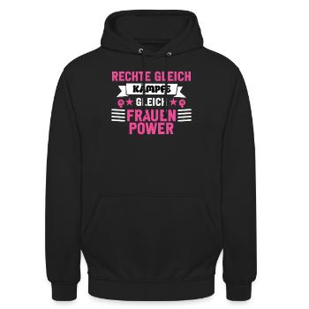 Frauen Power Frauentag - Unisex Hoodie - Schwarz - Vorne - Alina (178cm) & Michal (187cm)