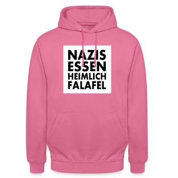 nazis essen heimlich falafel - Unisex Hoodie - Pink - Vorne - Alina (178cm) & Michal (187cm)