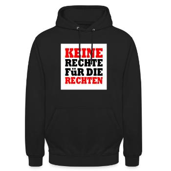 keine rechte für die rechten - Unisex Hoodie - Schwarz - Vorne - Alina (178cm) & Michal (187cm)