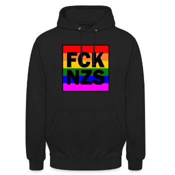 Fck nzs - Unisex Hoodie - Schwarz - Vorne - Alina (178cm) & Michal (187cm)