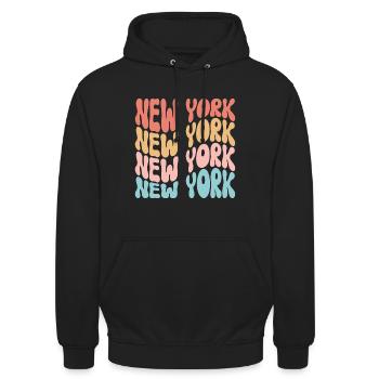 NEW YORK - Sweat-shirt à capuche unisexe - noir - Devant - Alina (178cm) & Michal (187cm)
