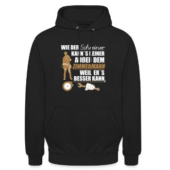 Zimmermann / Zimmerer, Zimmerleute, Zimmerei - Unisex Hoodie - Schwarz - Vorne - Alina (178cm) & Michal (187cm)